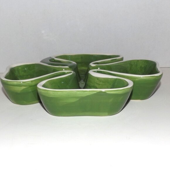 Vintage Sweet Olive Designs Lisa Levy Ceramic Shamrock Relish Candy Serving Dish - Picture 6 of 9